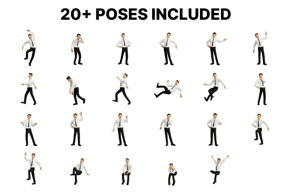 20 pre-made poses for Business Office Man Character